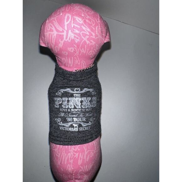Victoria Secret Pink Dog Plush '86 Tour Love Rock N Roll Around World Dog Tag - Picture 3 of 11